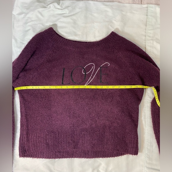 Plum purple Victoria’s Secret love bling crystal off shoulder sweater - Picture 7 of 10